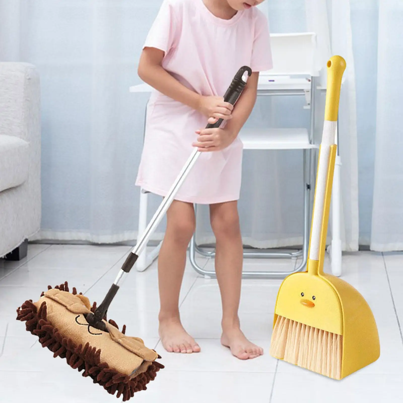 Mini Broom and Dustpan Mop Set Children Housekeeping Cleaning Tools Kids Cleaning Toy Set for Preschool