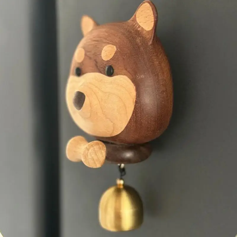 Wooden Doorbell Wind Chime Dog Shape Wooden Bell Decorative Wood Doorbell Door Chime Door Opening Shopkeepers Bell for