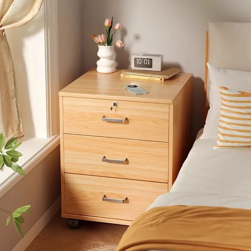 

Bedside Cabinet Household Simple Lock Movable Multifunctional Storage Shelf Living Room Low Cabinet Bedroom Bedside Cabinet