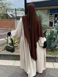 Eid Muslim Women Abaya Long Khimar Dress 2-częściowy zestaw Modlitwa Latarnia Sukienka z rękawem + 1 warstwa Jazz Crepe Hidżab Ramadan Kaftan