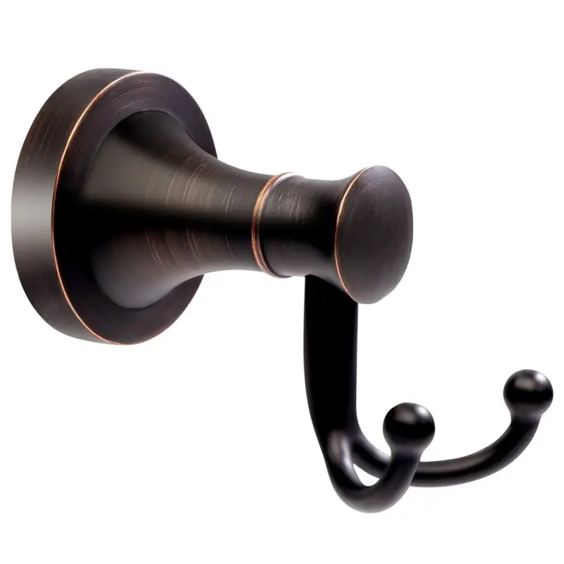 

A24F-Bronze Towel Hooks, Bathroom Robe Hook Oil Rubbed, Heavy Duty Double Towel Hooks Bath Farmhouse Coat Clothes Hook