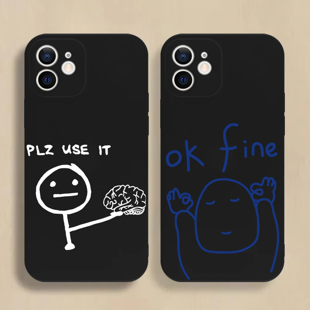

Funny Line Matchman Phone Case For iPhone 16 15 14 13 12 11 Pro Max Mini X XS SE4 7 8 Plus 16E Shockproof Silicone Soft Cover