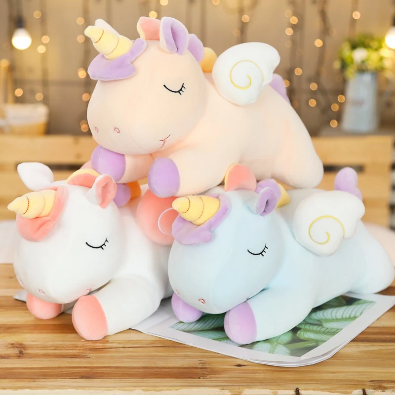 Almohada de peluche de unicornio Ultra suave de 40cm, muñeco de Animal dulce fantástico, alas blancas, peluche, compañero para dormir, regalo
