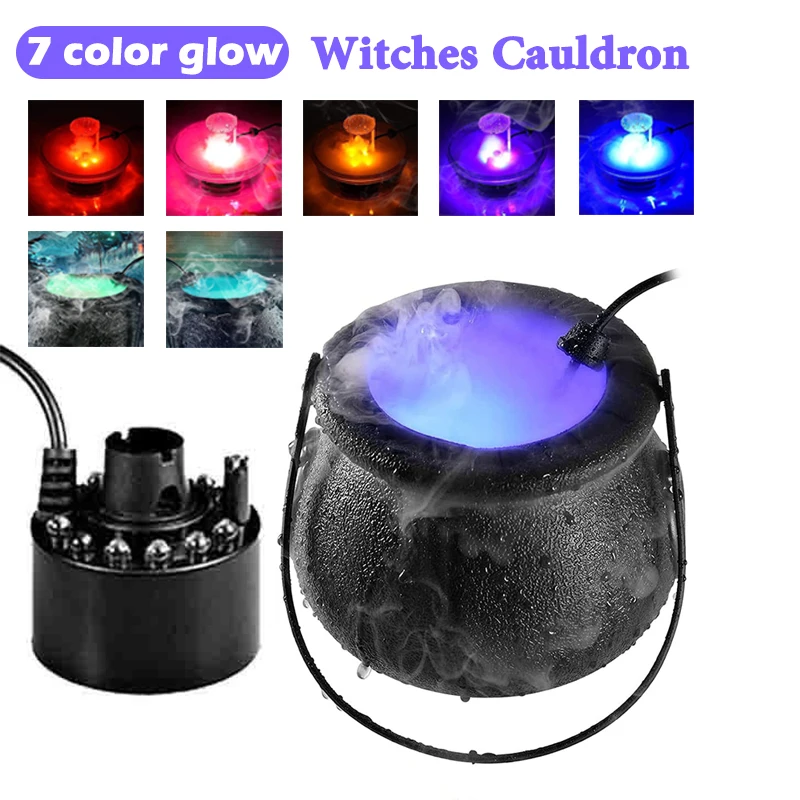 Decorazione per feste di Halloween 7 colori Glow Witches calderone secchio per fumatori fai da te Bubbling Bowl Spooky Decor per la casa portico