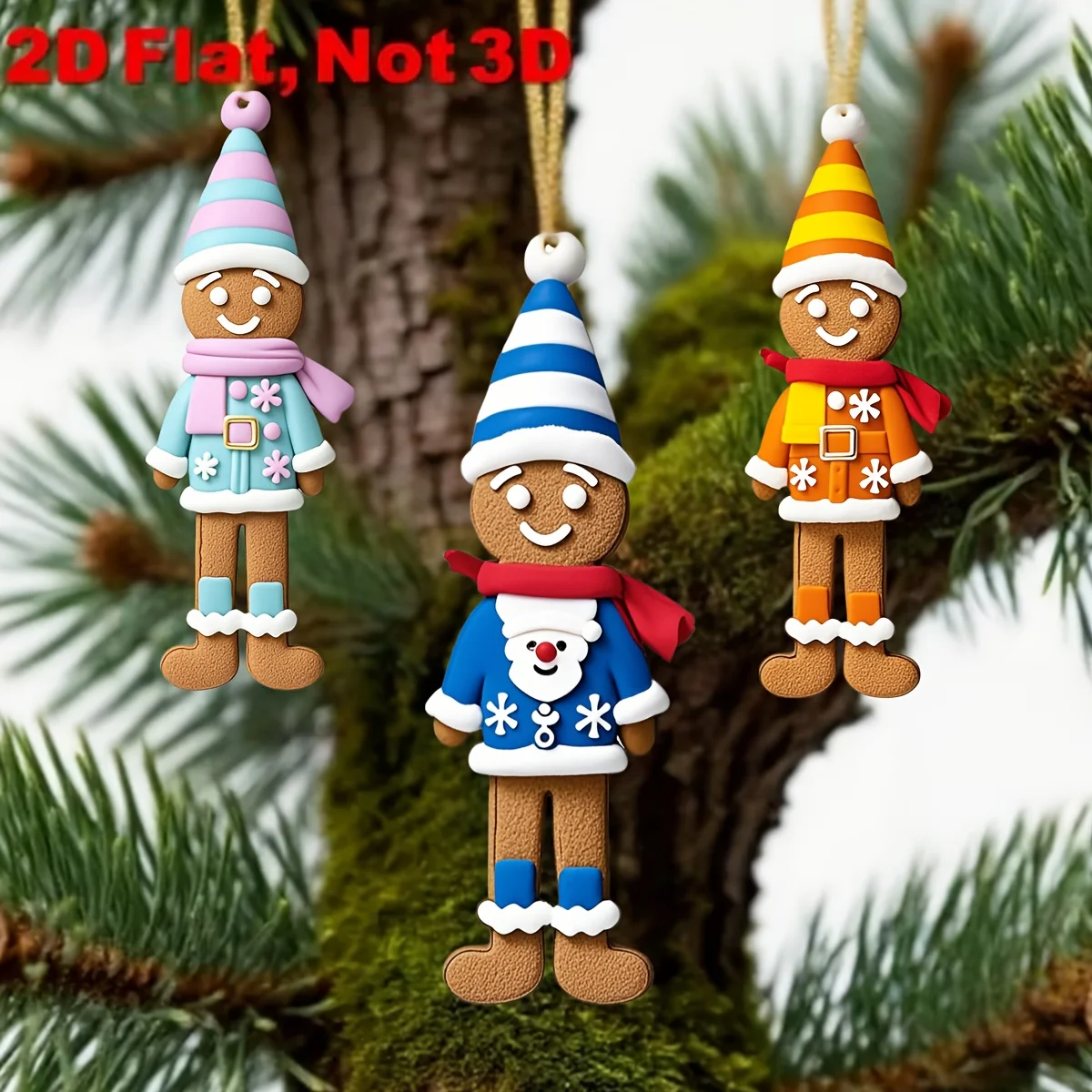 15 قطعة عيد الميلاد خشبية لطيف الزنجبيل رجل 2D قلادة خشبية مسطحة شجرة عيد الميلاد الديكور الكمال هدية عيد ديكور #6