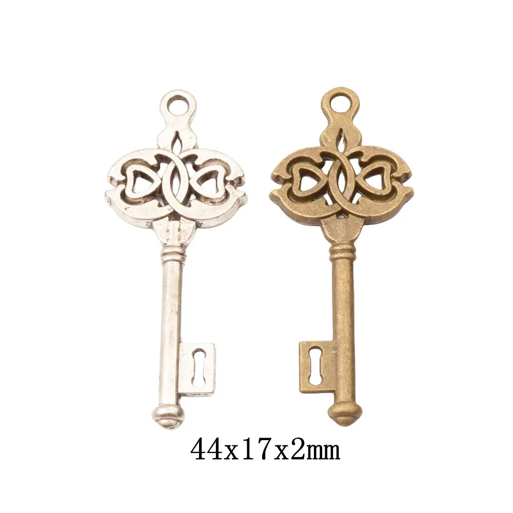 22pieces (key) vintage zinc alloy charm metal pendant DIY jewelry discovery making accessories 1970