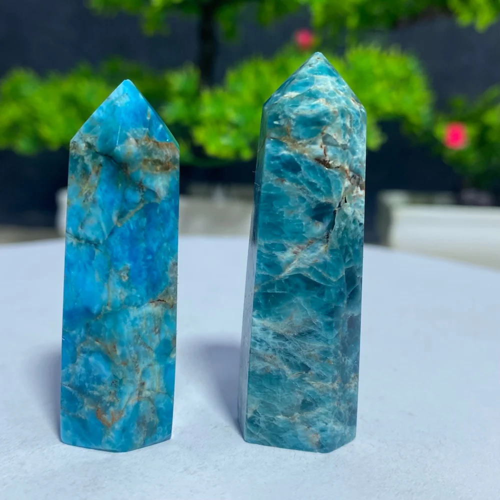 Blue Apatite Natural Crystal Obelisk Polished Gemstone Quartz Wand For Meditation Healing Home Decorations
