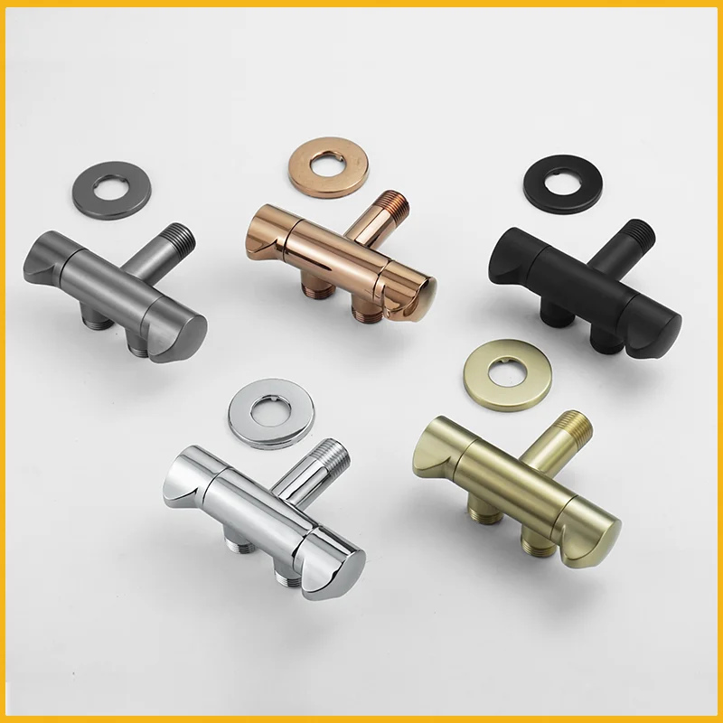 Brass Grey Angle Valve Wall-Mounted Single And Double Outlet Valve External Thread G1/2 Stop Valve Bathroom Kitchen Accessories