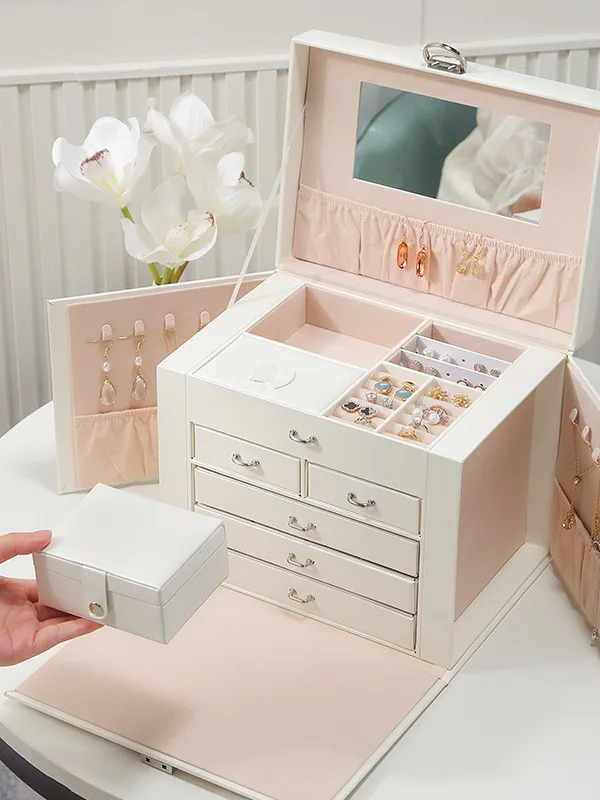 

Большая вместительная многослойная шкатулка для хранения ювелирных изделий, роскошная домашняя коробка для хранения сережек, подарочная коробка для Fly Organiza...