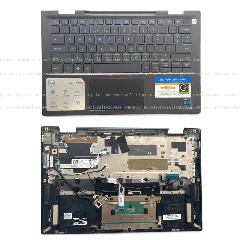 

AS + подставка для рук, клавиатура с сенсорной панелью и подсветкой для Dell Inspiron 13,3 дюйма 7306 2-в-1 6KXGM