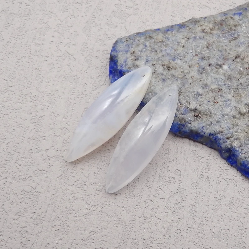 Semiprecious Stones Blue Lace Agate Earring Beads,Natural Stone Earrings Accessories For Women 29x9x3mm 2g