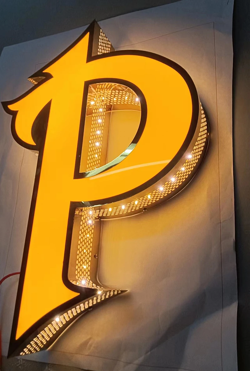 Custom 3D Stainless Steel Advertising Light Diamond Effect Lighted Letter Sign Business Logo LED House Number Outdoor Waterproof