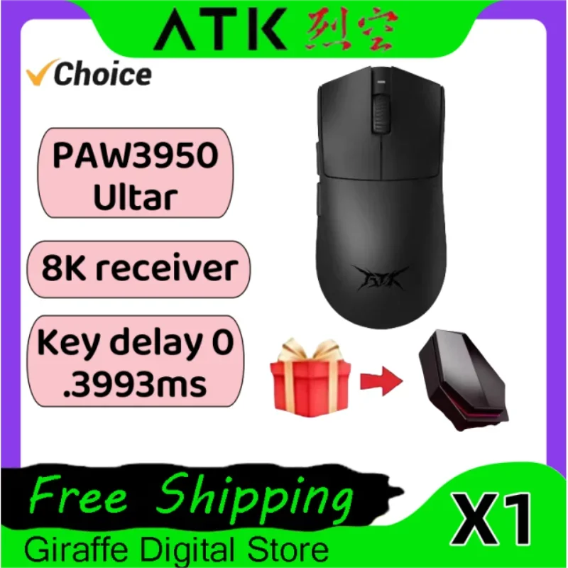 New ATK Liekong X1 Mouse X1 Pro Max Mouse Lightweight Gamer Mouses 3 Mode 2.4G Bluetooth Wireless Mouse Fps Esports Gaming Mouse