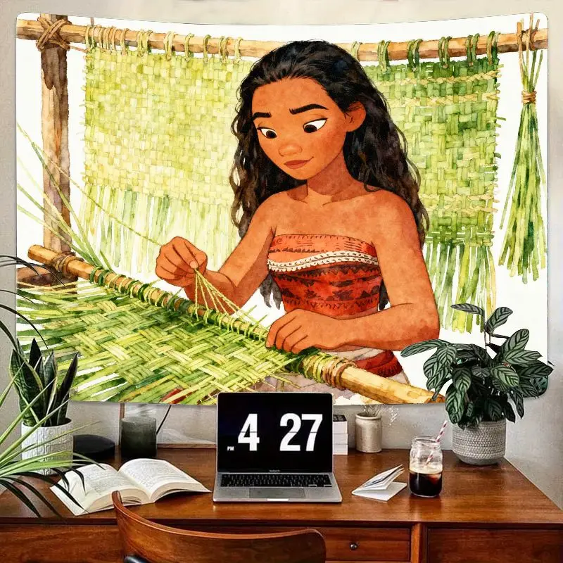 

1PC Moana Tropical Weaving Tapestry Watercolor Wall Art Home Decor for Bedroom Living Room Dorm Gift for Disney Fans