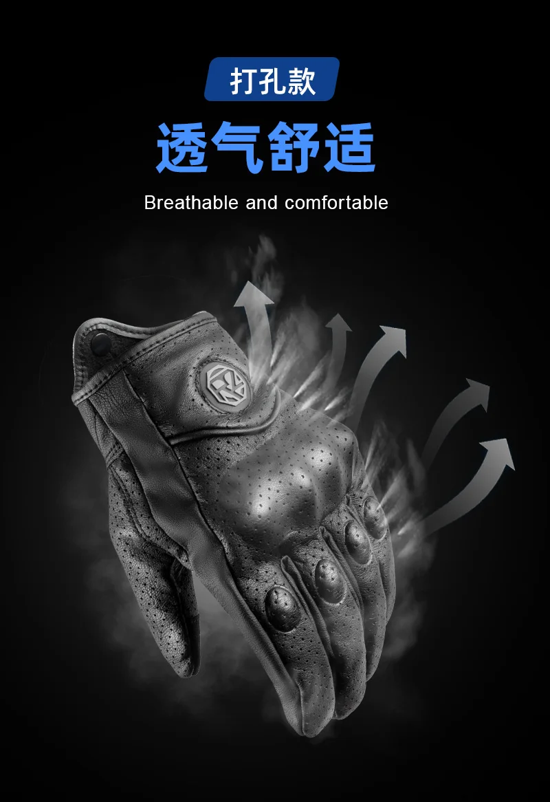 ORZ Motorrad-Reithandschuhe, Ziegenleder, Vollfinger-Handschuhe, Handschuhe für Motorräder, Handschuhe – Detail 6