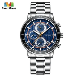 Reloj de cuarzo luminoso para hombre, cronógrafo de pulsera de acero inoxidable, resistente al agua, marca superior de lujo, negocios, a la moda, nuevo