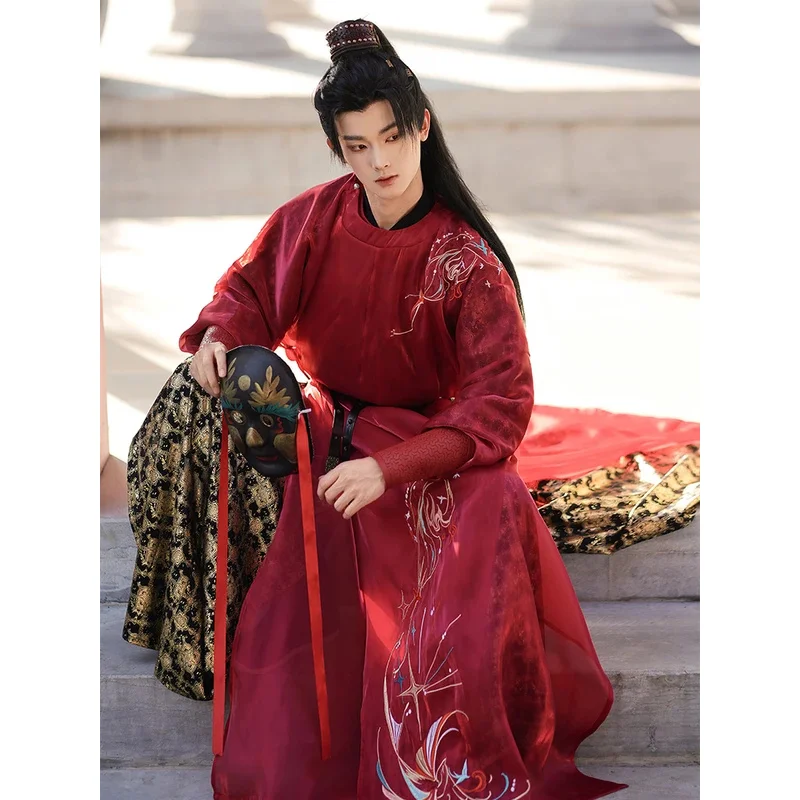 جديد الصينية الأصلية Hanfu الرجال تحلق الأسماك دعوى سلالة مينغ التقليدية الذكور الإناث عشاق الأزواج تأثيري الحرس الملكي فستان Bo