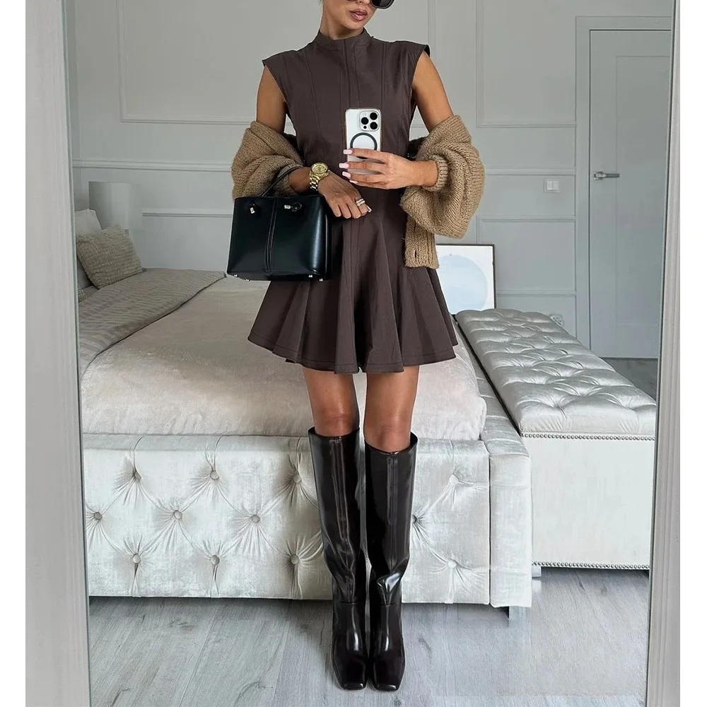 KONDALA Sexy Ruffles Mini Party Dress Women Sleeveless A-Line Chic Evening Club Dress Fashion 2025 Y2K Girl Street Vestidos