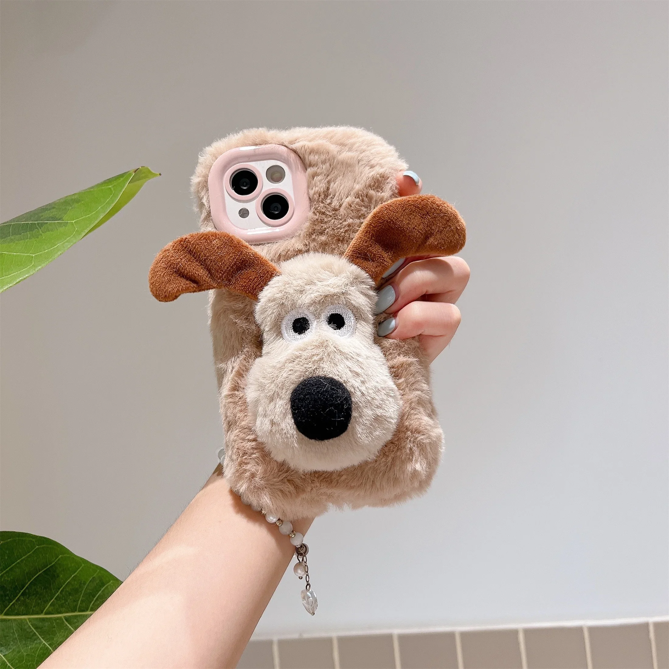 Plush Ins Cute Master Dog Phone Case for IPhone16 15 14 13 11 12 Pro Max Shockproof Furry Warm Fur Anti-drop Protective  Cover