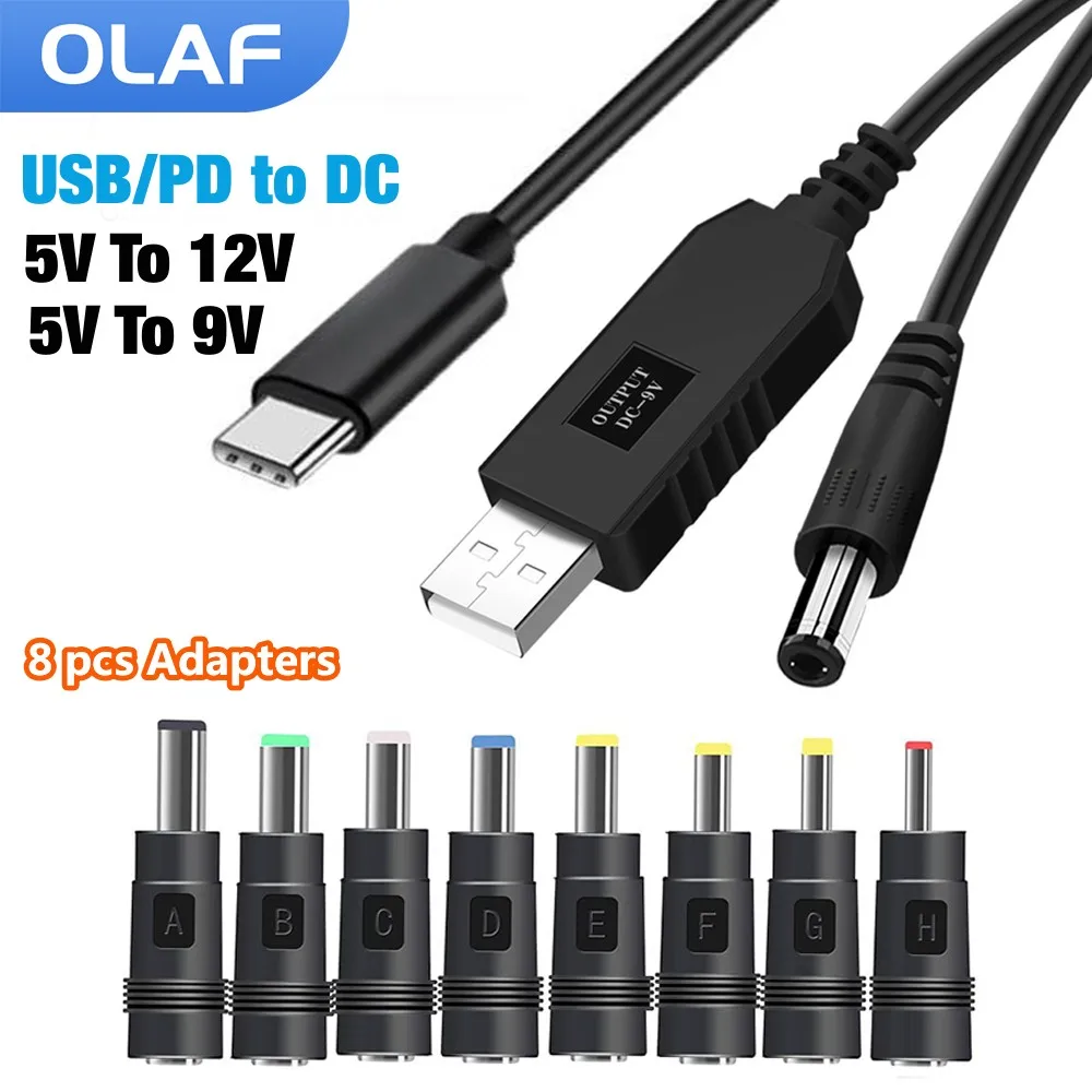 

Кабель питания PD/USB 5,5*2,1 мм, 12 В постоянного тока, преобразователь усиления, маршрутизатор для модема, вентилятора, динамика, USB кабели DC 5 В до 12 В, Wi-Fi для внешнего аккумулятора