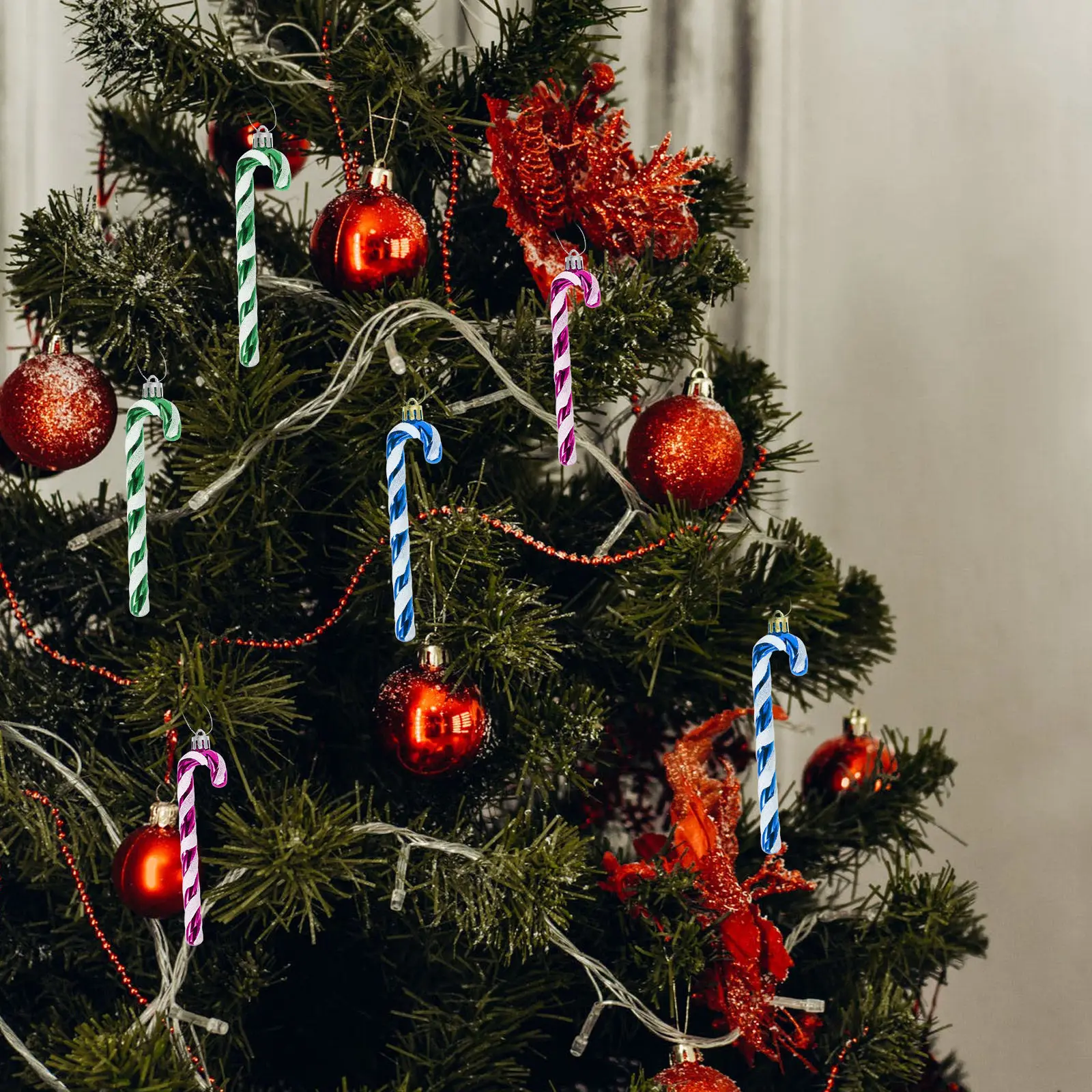 18pcs Christmas Candy Crutch Pendant Hanging Ornaments for Tree Decoration Home Festive Crafts Wind Chimes