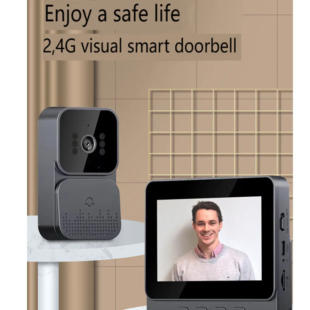 

4,3-дюймовый дисплей, беспроводной Wi-Fi, видеодомофон, 1080P, дверной звонок, ИК-ночная сигнализация, охранное видео-глаз, дверной звонок, двусторонний интер