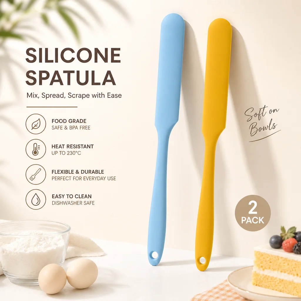 Food Grade Silicone Spatula Set Heat Resistant One‑piece Non‑scratch Baking Scraper Kit for Cake Cream Home Kitchen Cooking