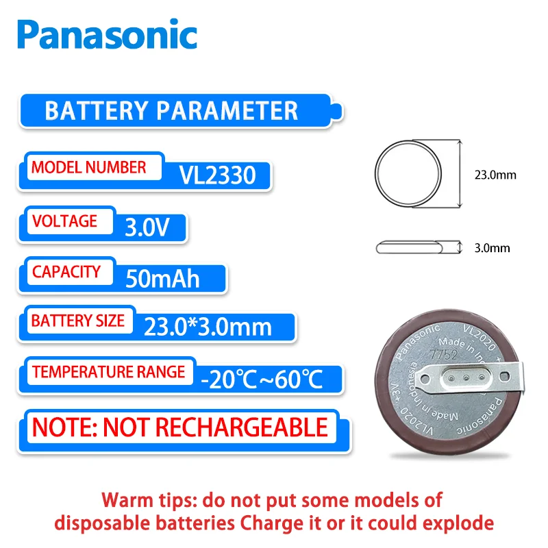 1PCS Panasonic VL2330 3V 180 ° welding leg Discovery 3 Freelander 2 Car Remote Control Battery with Soldered Legs