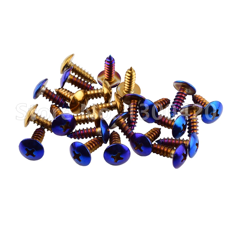 10Pcs/Set M5*15mm 304 Steel Plating Color Phillips Head Tapping Screw for Dirt Bike Motocross Electric Motorcycle