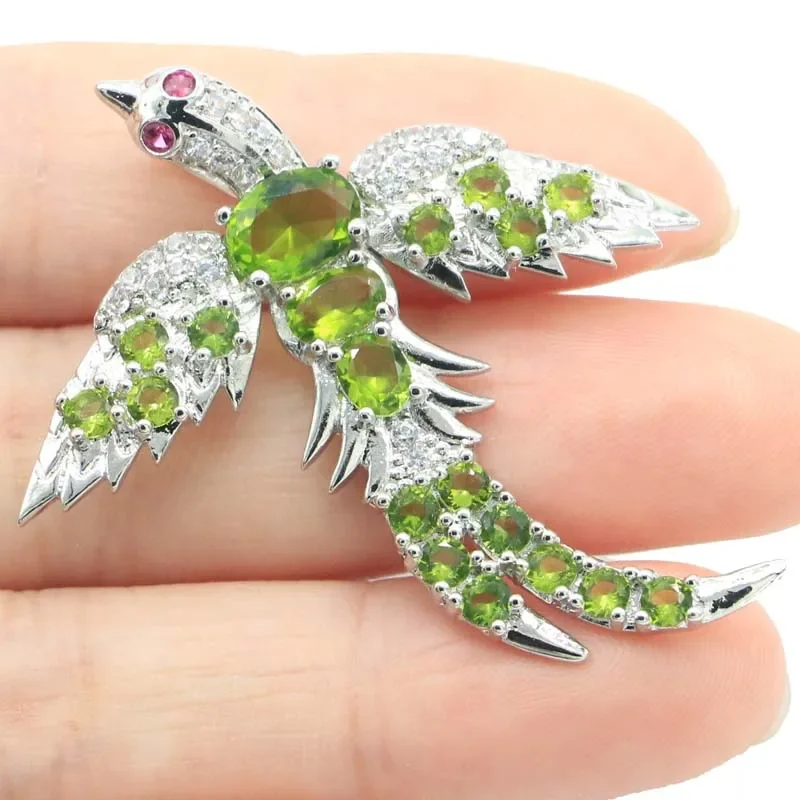 

6.5g 925 Solid Sterling Silver Pendant Customized Phoenix shape Rhodolite Garnet Peridot Blue Topaz Smoky Topaz CZ