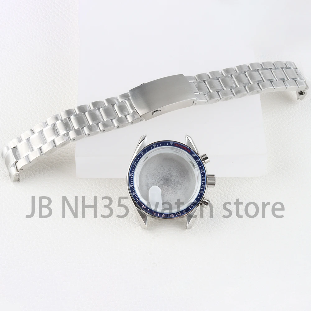 

Silver 40mm VK63 Watch Case 20mm 316L Stainless Steel Bracelet for Chronograph VK63 VK64 Movment 32.5mm Dial Waterproof Case