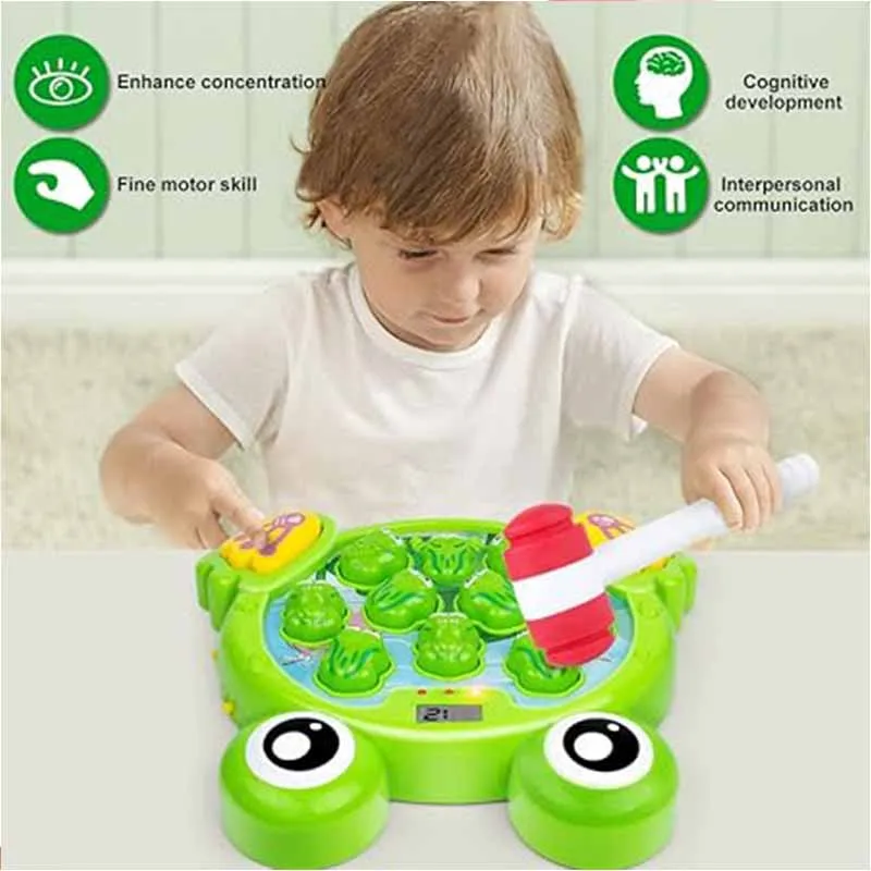 HopeRock Toys for 2 3 4 5 Year Old Boy,Toddler Toys Age 2-4, Whack A Frog Game,with 5 Modes,45 Levels,9 Music Spray and Light-up