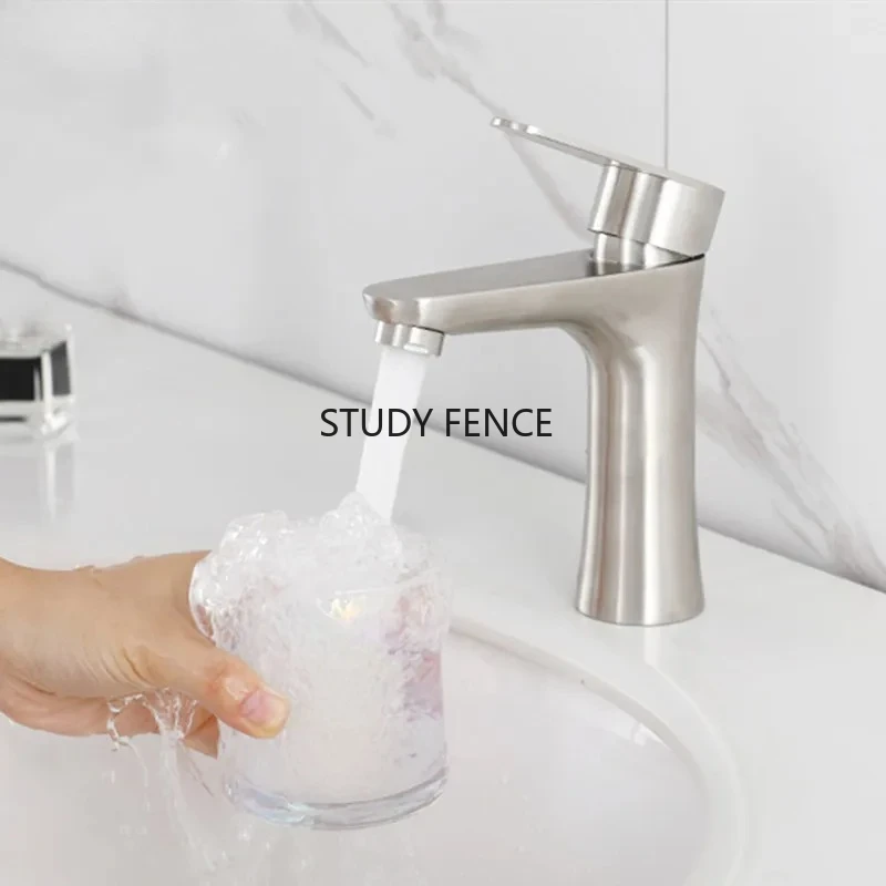 

1pc 304 Stainless Steel Basin Faucet Single Cold Water Faucet Bathroom/kitchen Sink Faucet Household Hardware Accessories