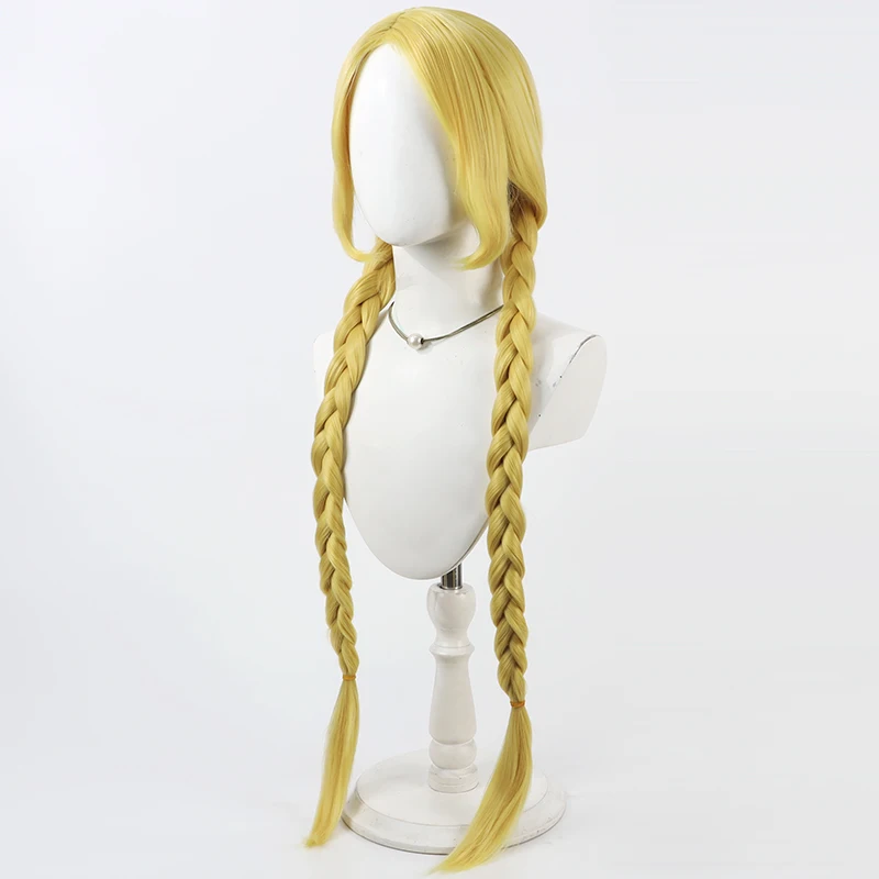Choco Mitsumata Cosplay Wig Maebashi Witches Yellow 80cm Long Heat Resistant Synthetic Hair Halloween Carnival Party + Wig Cap - view 4