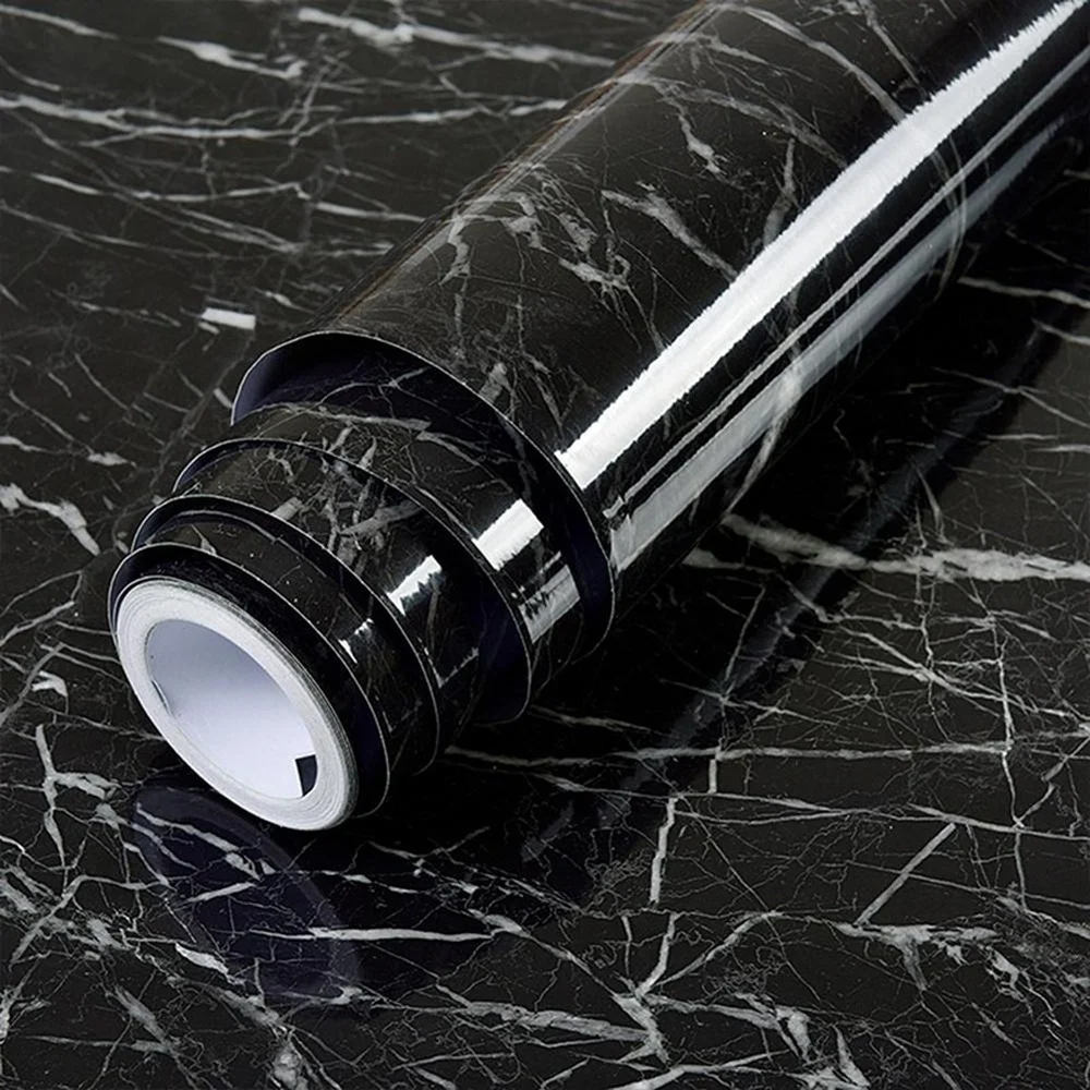

5M Black Marble Self Adhesive Waterproof Wallpaper for Kitchen Cabinets Countertops Door Wall Sticker PVC Contact Paper