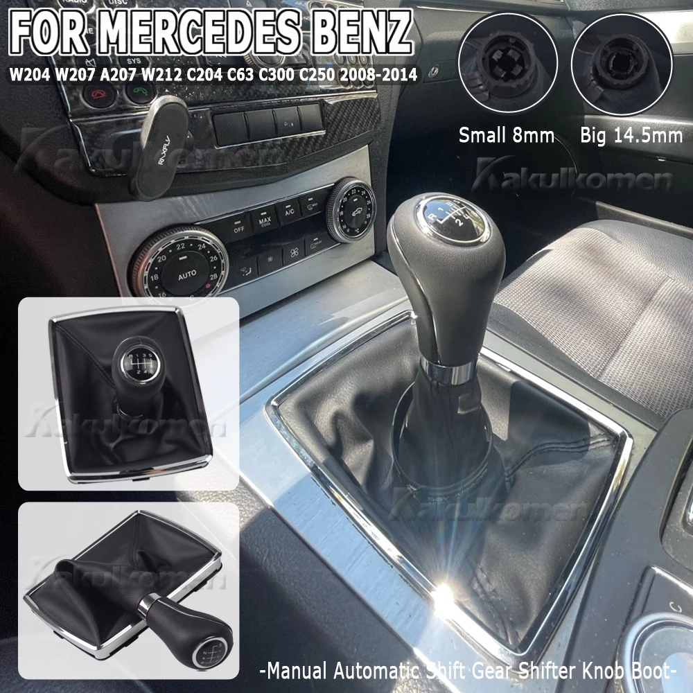 Autoteile 6-Gang-Schalthebelknauf mit PU-Ledermanschette für Mercedes Benz W204 C204 C63 C300 C250 W207 A207 W212 2008-2014 – Detail 17
