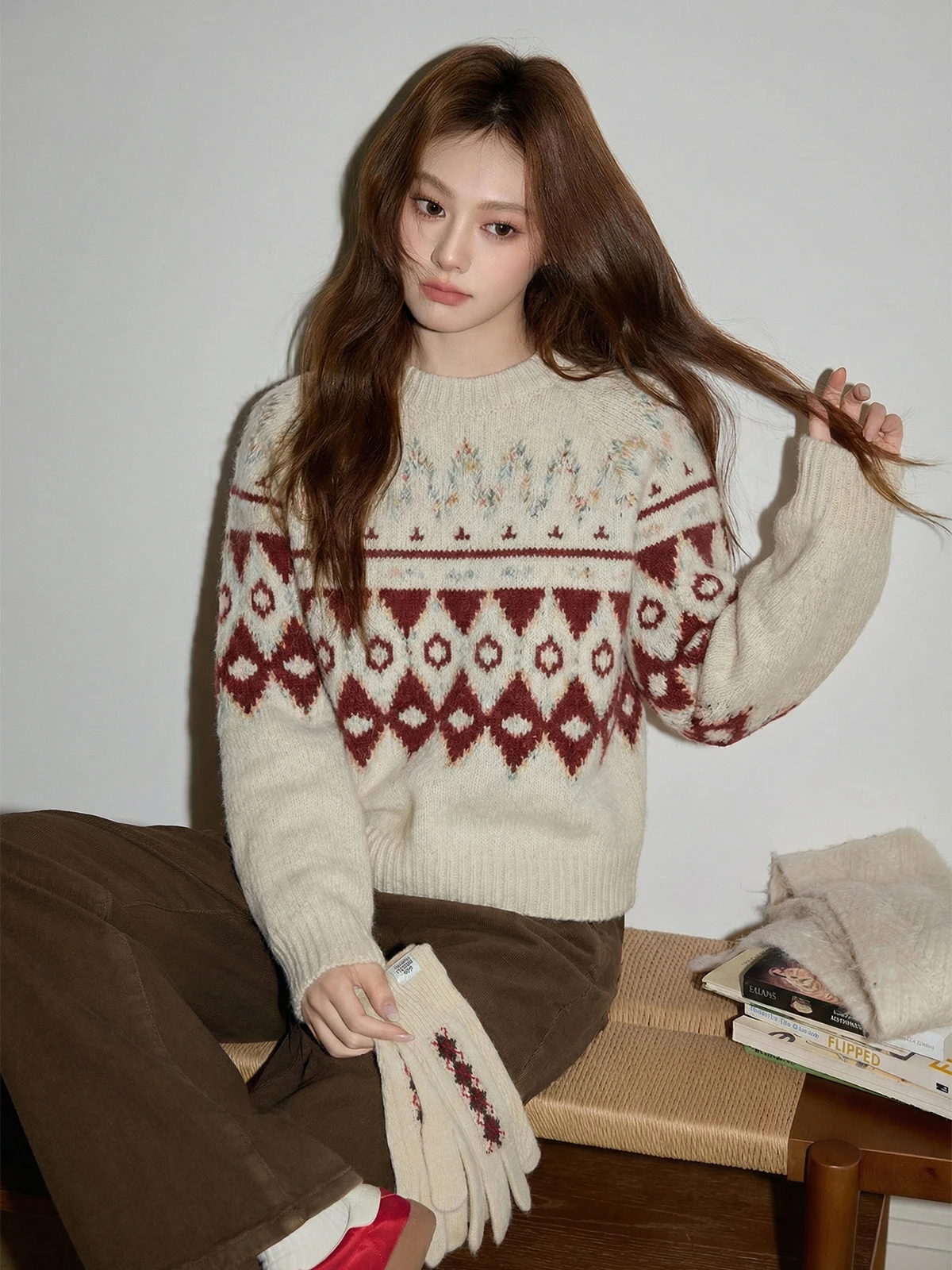 

Mohair Island Knitted Sweater Women's Winter Inner Wear Soft Loose Long Sve Turtlene Sweater Korean Sle Casual Top