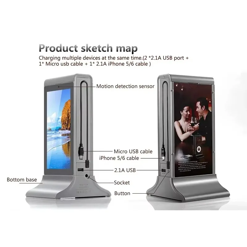 جديد في المخزون جديد FYD-835G مبتكرة الجدول المتكلم مطعم بار 23200mah الإعلان القائمة قوة البنك حامل الجدول العرض العلوي