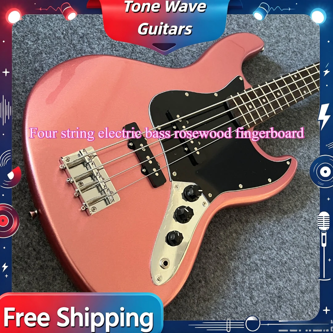 Hot 2026 SQ-J-bass  Electric Guitar Metal Powder Double Pickup Four String Electric Bass Mahogany Body Beginner Free Shipping