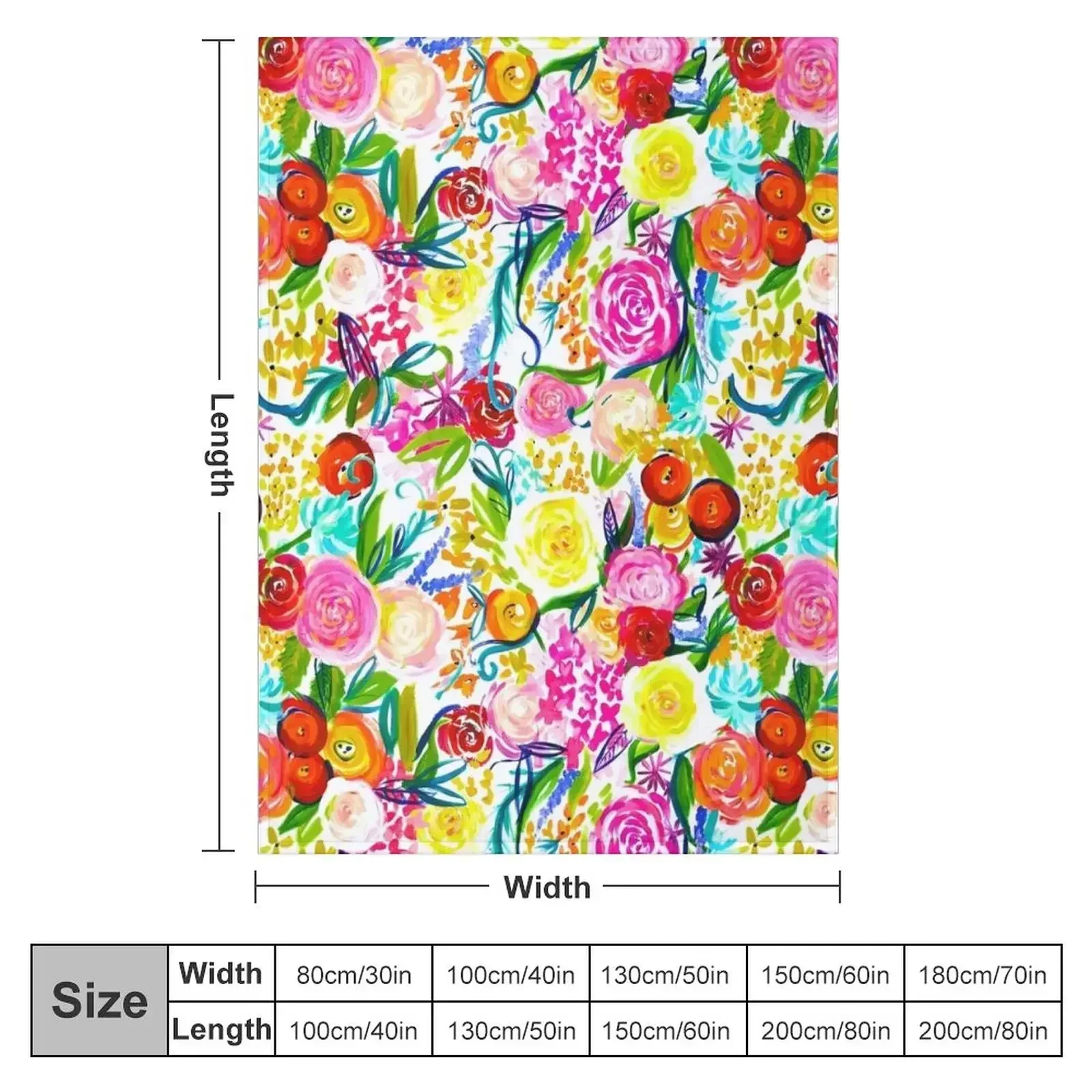 Painted Floral Painting in Bright Spring Colors Throw Blanket Beautifuls Large Blankets