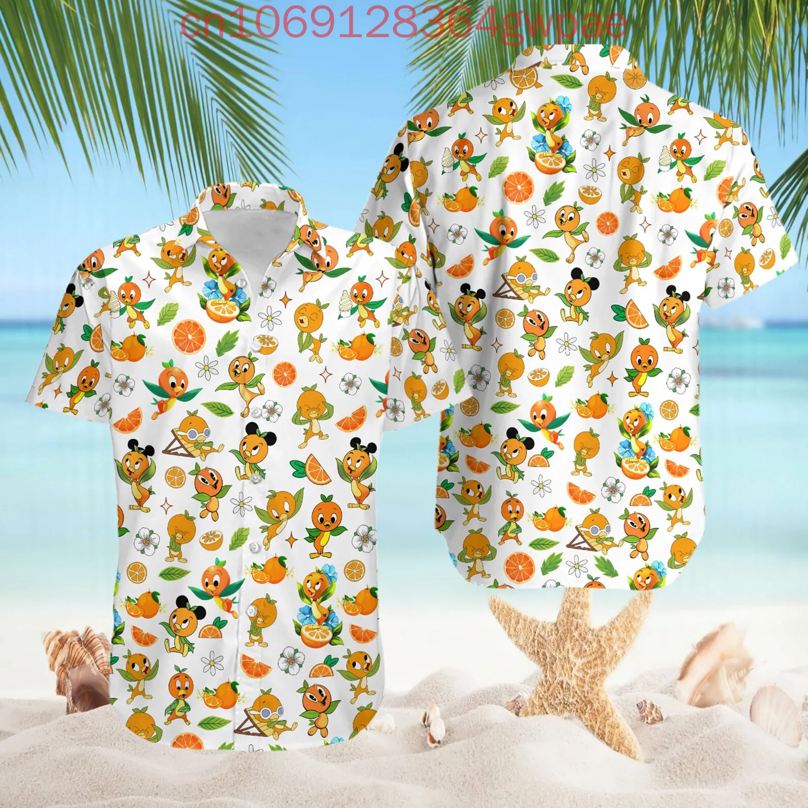 Disney Orange Bird Women's Casual Short Sleeve Blouses Shirt Holiday Beach Hawaiian Shirt 3D Womens Elegant Hawaii Shirt