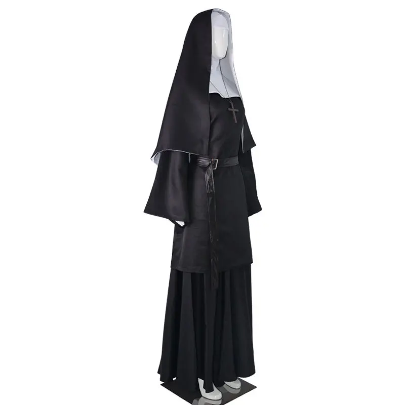 

Adult Halloween Nun Cosplay Costume Valak Black Religious Robe Suit Demon Nun Party Performance Outfit