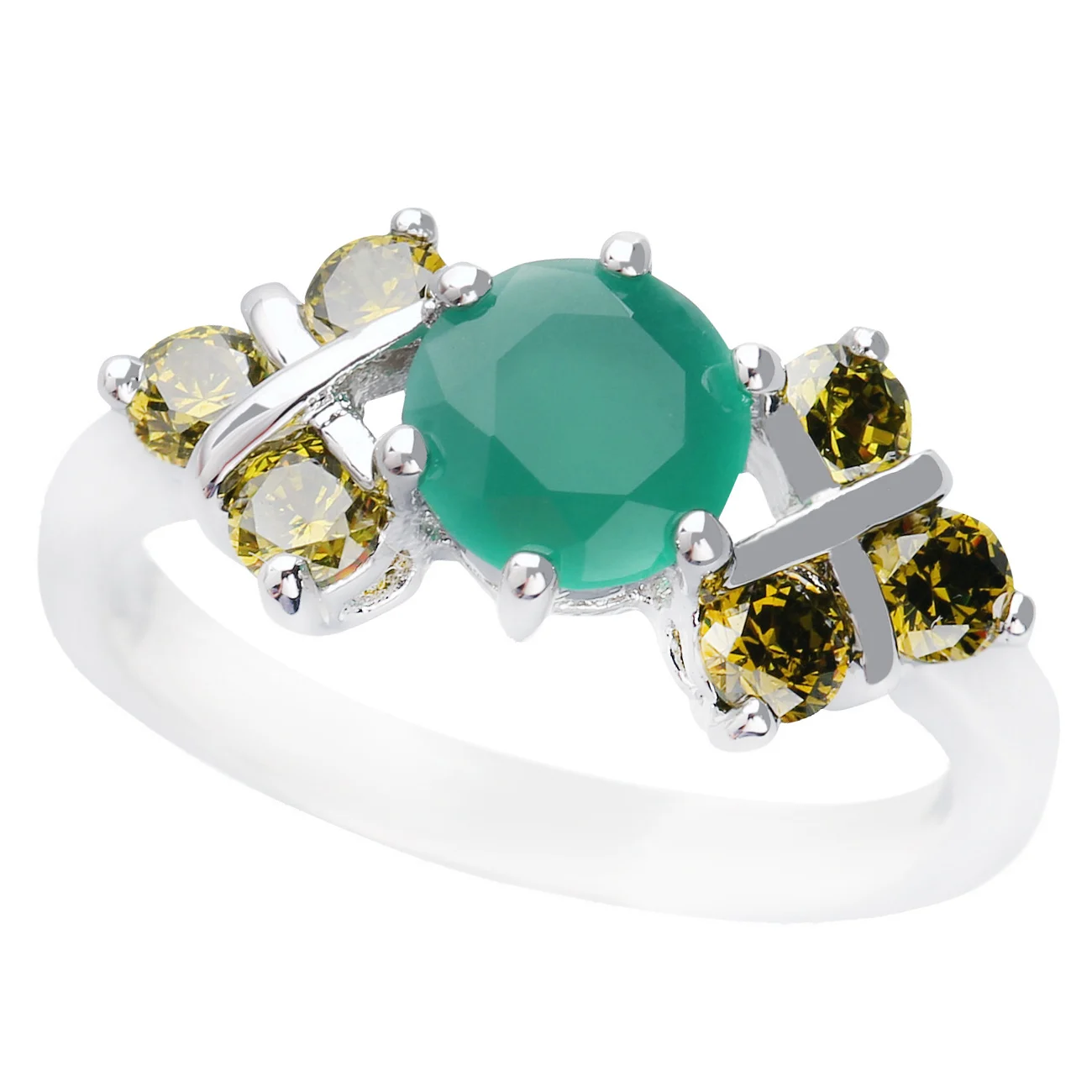 

6*6mm Green Corundum 925 Sterling Silver Ring Q0109-LGY