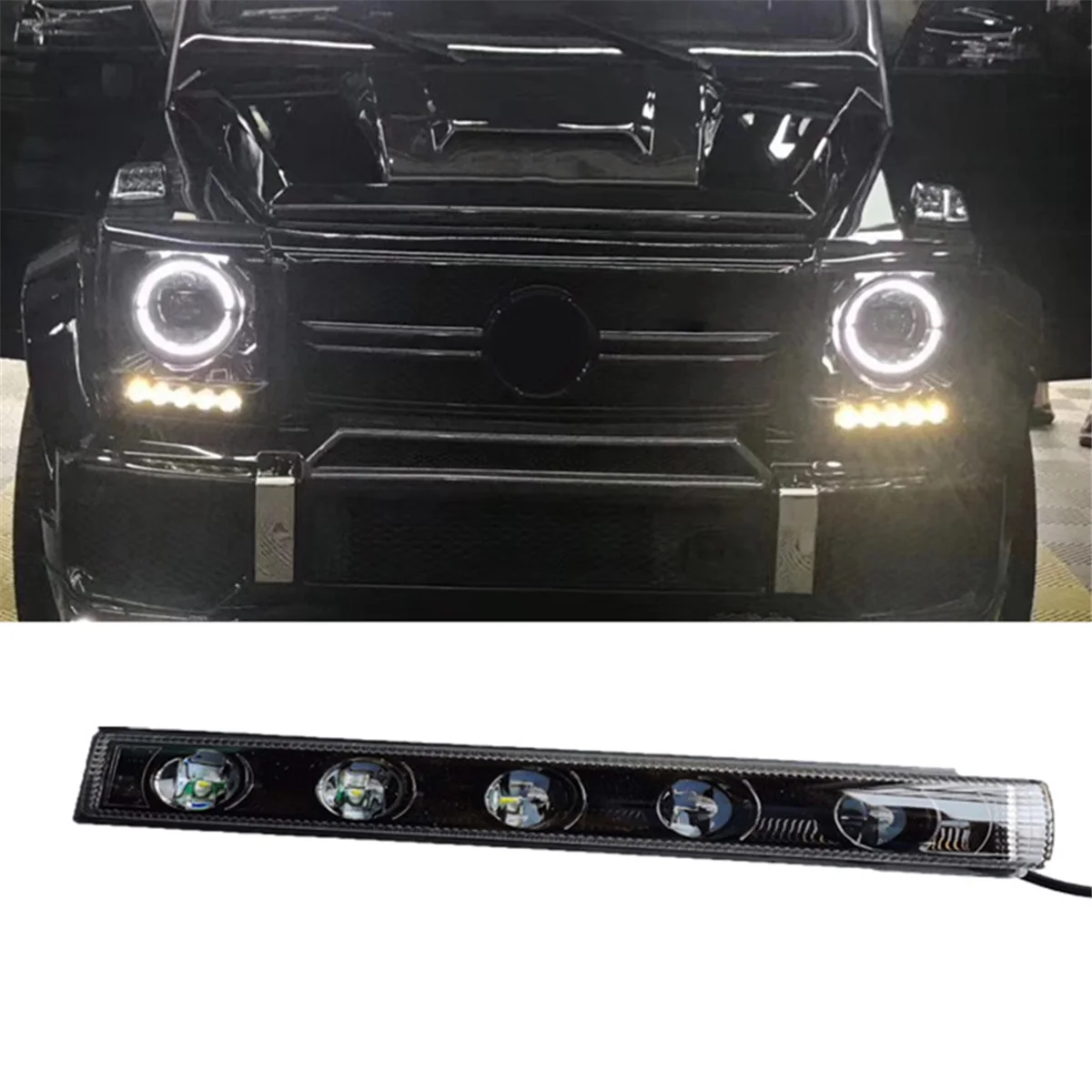 LEDデイタイムランニングライト,フロントバンパー,メルセデスベンツw463,g500,g550,g65,g63,amg,2004-2018,b,1ペア