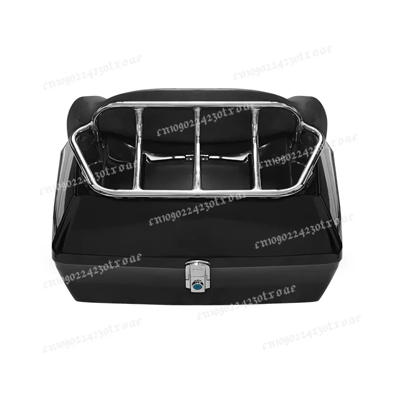 Universal Motorcycle Rear Storage Box Tail Luggage Trunk Case Toolbox W/Backrest Pad Scooter Motorbike