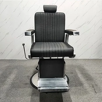 Modern Retro Oil Head Barber Chair for Hair Salon Large Metal PU Chair with Tilt & Lift Shaving Features Dining Application