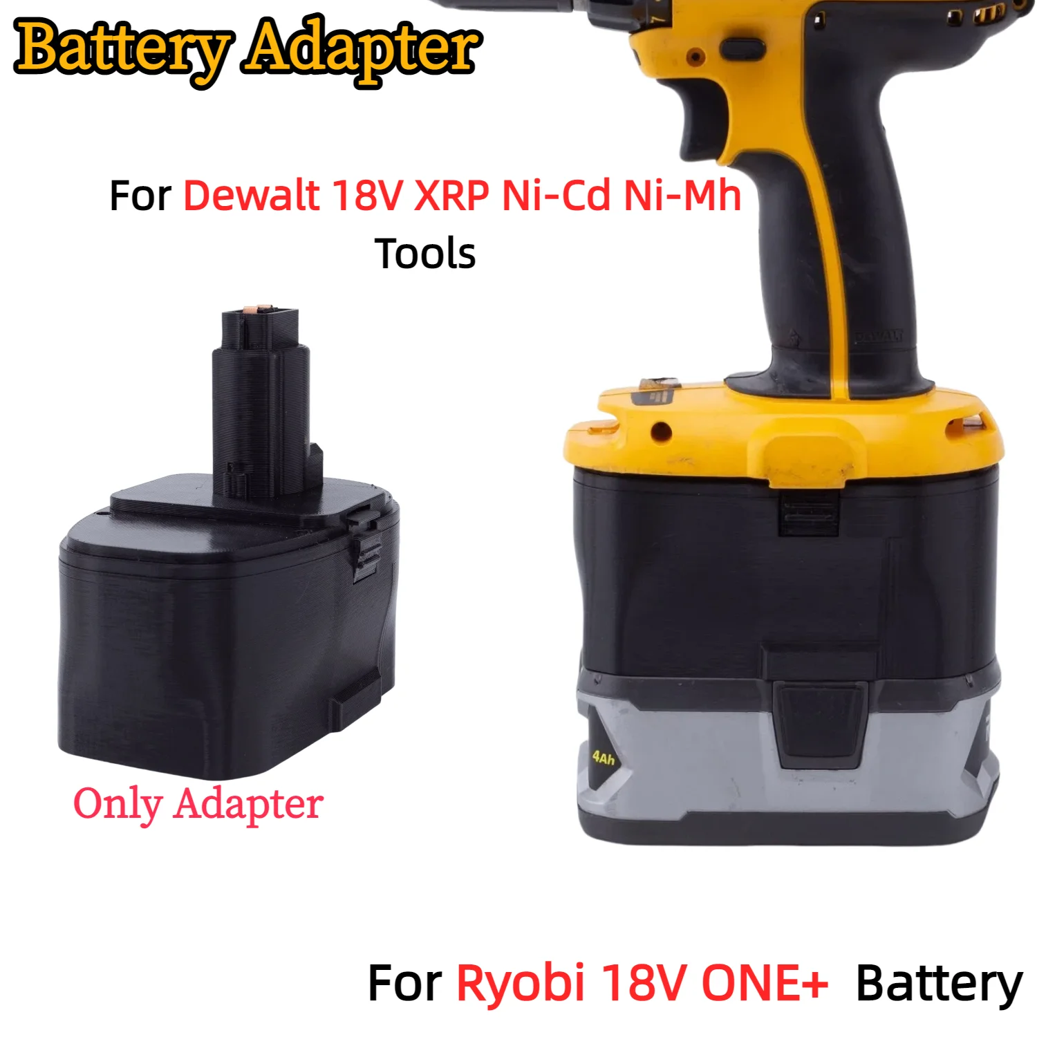 Battery Adapter/Converter for Ryobi 18V ONE+ Lithium Ion Battery TO Dewalt 18V XRP Ni-Cd Ni-Mh Cordless Tools(Only Adapter)