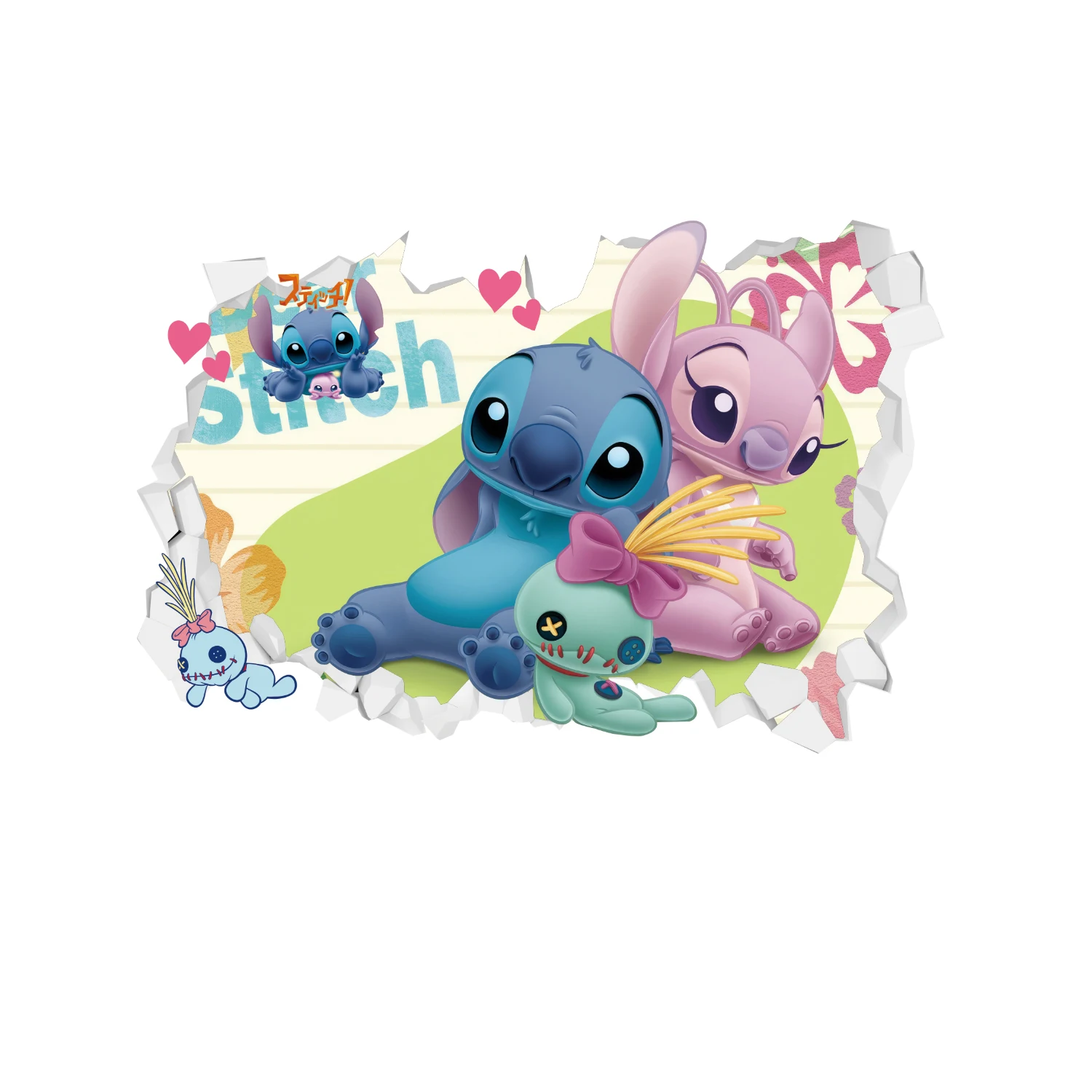 Cartoon Disney Stitch naklejki na ścianę do pokoju dziecięcego przedszkole salon sypialnia PVC dekoracja ścienna plakat animowany