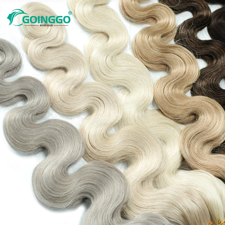 Nano Tip Hair Extensions Real Human Hair White Blonde Body Wave Nano Ring Hair Extension Pre Bonded Keratin Human Hair 50Pcs/50g