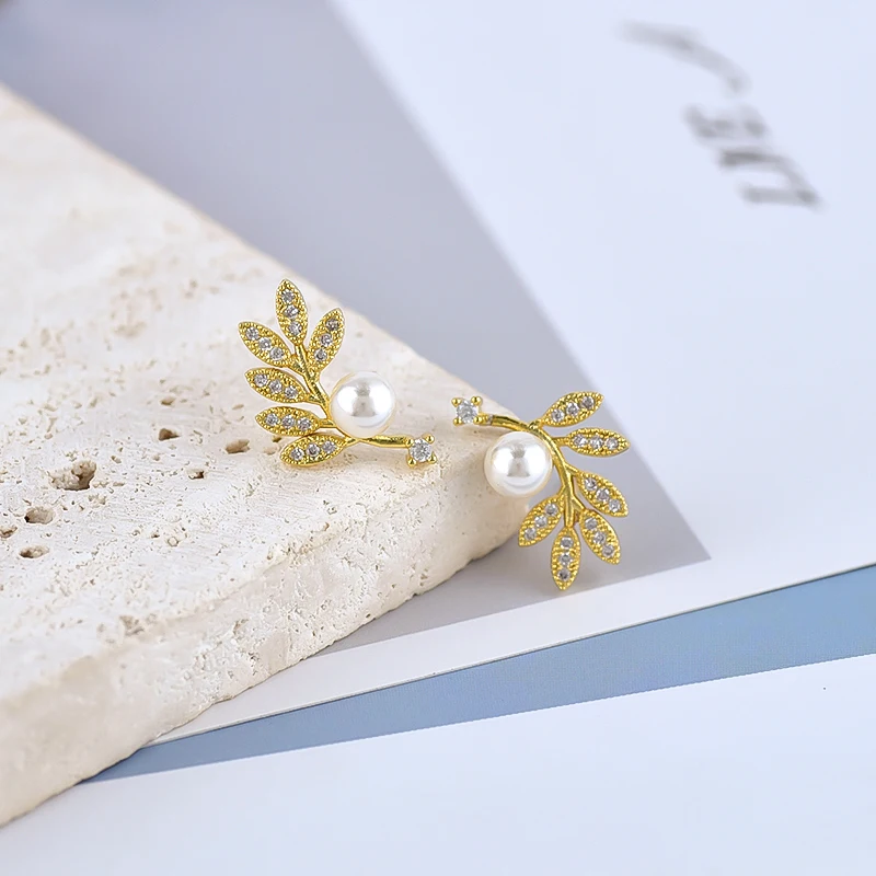 

925 Sterling Silver Needle Europe America Small Fresh Simple Temperament Multi-leaf Earrings Women Party Earrings Jewelry Gifts